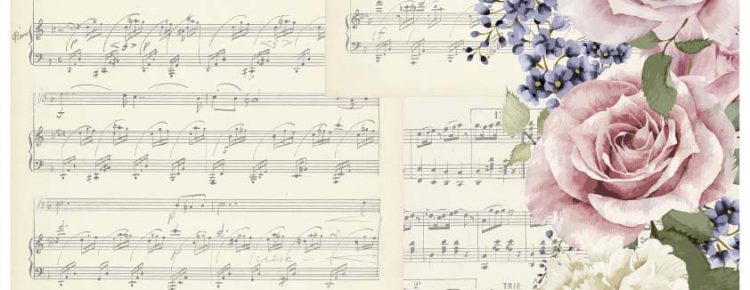 papel de arroz notas música flores