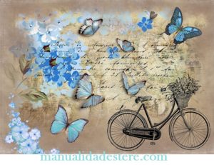 Papel de arroz bicicleta mariposas