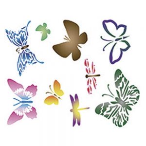 Plantilla Stencil Mariposas y libélulas